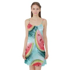 Watermelon Fruit Juicy Summer Heat Satin Night Slip by uniart180623