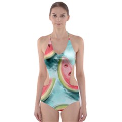 Watermelon Fruit Juicy Summer Heat Cut-out One Piece Swimsuit by uniart180623