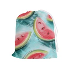 Watermelon Fruit Juicy Summer Heat Drawstring Pouch (xl) by uniart180623