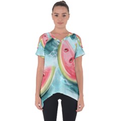 Watermelon Fruit Juicy Summer Heat Cut Out Side Drop T-shirt by uniart180623