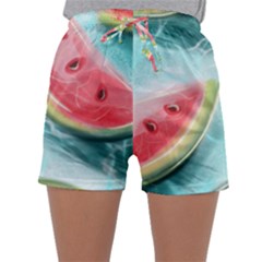 Watermelon Fruit Juicy Summer Heat Sleepwear Shorts by uniart180623