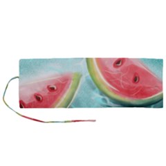 Watermelon Fruit Juicy Summer Heat Roll Up Canvas Pencil Holder (m) by uniart180623