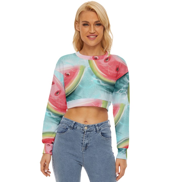 Watermelon Fruit Juicy Summer Heat Lightweight Long Sleeve Sweatshirt