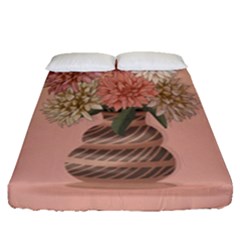 Flowers Vase Rose Plant Vintage Fitted Sheet (queen Size) by uniart180623