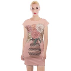 Flowers Vase Rose Plant Vintage Cap Sleeve Bodycon Dress by uniart180623