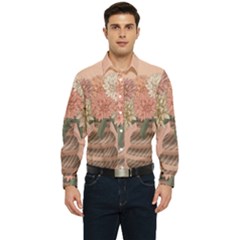 Flowers Vase Rose Plant Vintage Men s Long Sleeve  Shirt by uniart180623