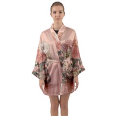 Flowers Vase Rose Plant Vintage Long Sleeve Satin Kimono by uniart180623