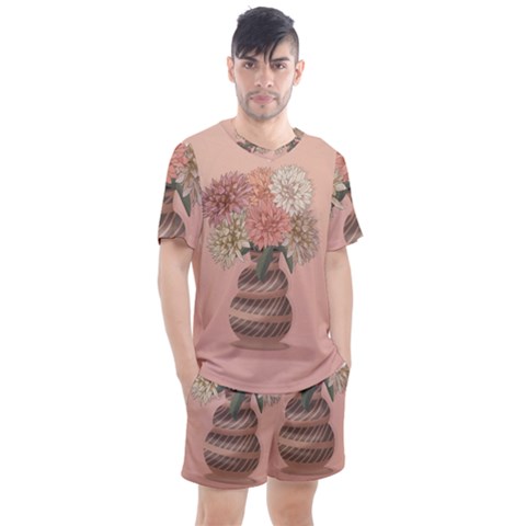 Flowers Vase Rose Plant Vintage Men s Mesh T-shirt And Shorts Set by uniart180623