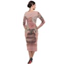 Flowers Vase Rose Plant Vintage Quarter Sleeve Midi Velour Bodycon Dress View2