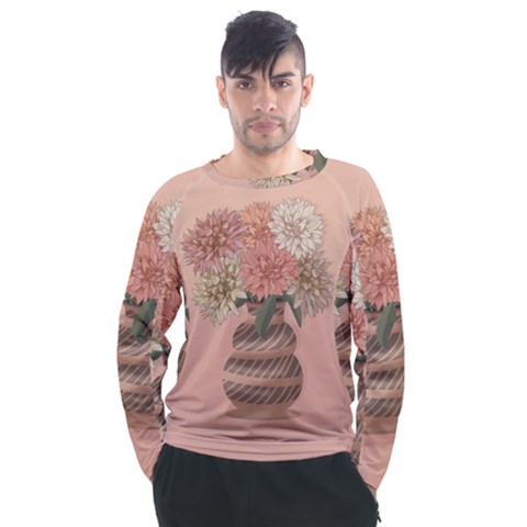 Flowers Vase Rose Plant Vintage Men s Long Sleeve Raglan T-shirt by uniart180623