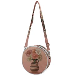 Flowers Vase Rose Plant Vintage Crossbody Circle Bag by uniart180623