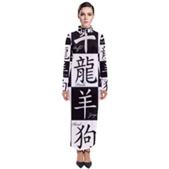 Chinese Zodiac Signs Star Turtleneck Maxi Dress by uniart180623