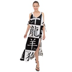 Chinese Zodiac Signs Star Maxi Chiffon Cover Up Dress by uniart180623