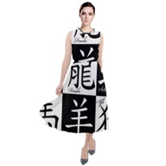 Chinese Zodiac Signs Star Round Neck Boho Dress by uniart180623