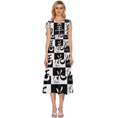 Chinese Zodiac Signs Star V-neck Drawstring Shoulder Sleeveless Maxi Dress