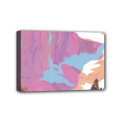 Pink Mountains Grand Canyon Psychedelic Mountain Mini Canvas 6  X 4  (stretched) by uniart180623