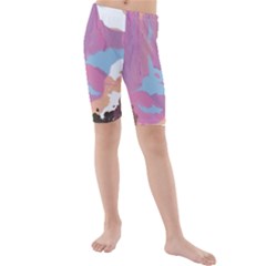 Pink Mountains Grand Canyon Psychedelic Mountain Kids  Mid Length Swim Shorts by uniart180623