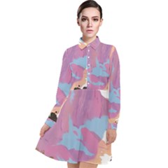 Pink Mountains Grand Canyon Psychedelic Mountain Long Sleeve Chiffon Shirt Dress by uniart180623