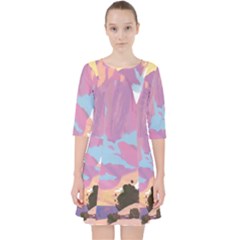 Pink Mountains Grand Canyon Psychedelic Mountain Quarter Sleeve Pocket Dress by uniart180623