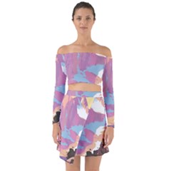 Pink Mountains Grand Canyon Psychedelic Mountain Off Shoulder Top With Skirt Set by uniart180623