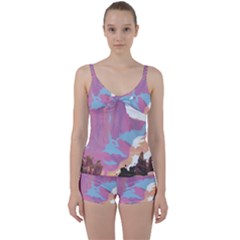 Pink Mountains Grand Canyon Psychedelic Mountain Tie Front Two Piece Tankini by uniart180623