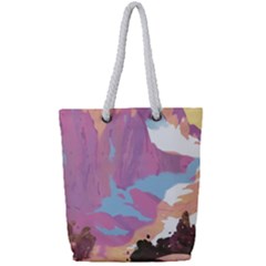 Pink Mountains Grand Canyon Psychedelic Mountain Full Print Rope Handle Tote (small) by uniart180623