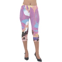 Pink Mountains Grand Canyon Psychedelic Mountain Lightweight Velour Capri Leggings  by uniart180623