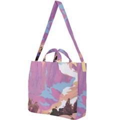 Pink Mountains Grand Canyon Psychedelic Mountain Square Shoulder Tote Bag by uniart180623