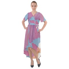 Pink Mountains Grand Canyon Psychedelic Mountain Front Wrap High Low Dress by uniart180623