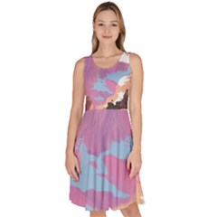 Pink Mountains Grand Canyon Psychedelic Mountain Knee Length Skater Dress With Pockets by uniart180623