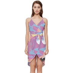 Pink Mountains Grand Canyon Psychedelic Mountain Wrap Frill Dress by uniart180623