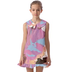 Pink Mountains Grand Canyon Psychedelic Mountain Kids  Pilgrim Collar Ruffle Hem Dress by uniart180623