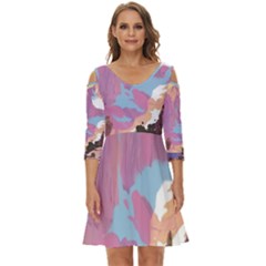 Pink Mountains Grand Canyon Psychedelic Mountain Shoulder Cut Out Zip Up Dress by uniart180623