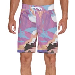 Pink Mountains Grand Canyon Psychedelic Mountain Men s Beach Shorts