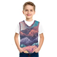 Adventure Psychedelic Mountain Kids  Basketball Tank Top by uniart180623