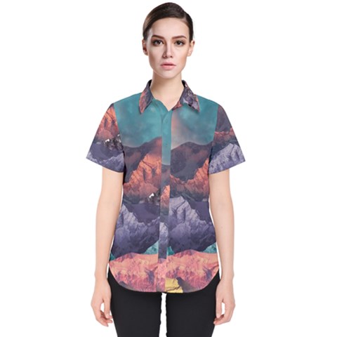 Adventure Psychedelic Mountain Women s Short Sleeve Shirt by uniart180623