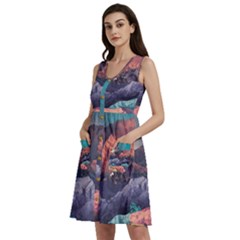 Adventure Psychedelic Mountain Sleeveless Dress With Pocket