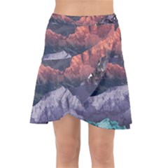 Adventure Psychedelic Mountain Wrap Front Skirt by uniart180623