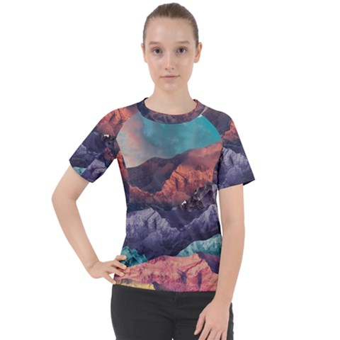 Adventure Psychedelic Mountain Women s Sport Raglan T-shirt by uniart180623