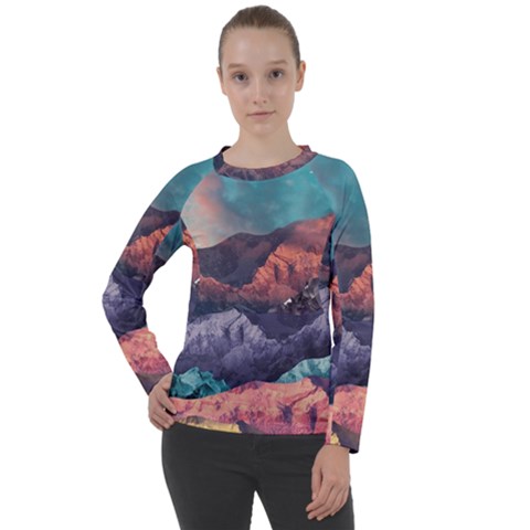 Adventure Psychedelic Mountain Women s Long Sleeve Raglan T-shirt by uniart180623