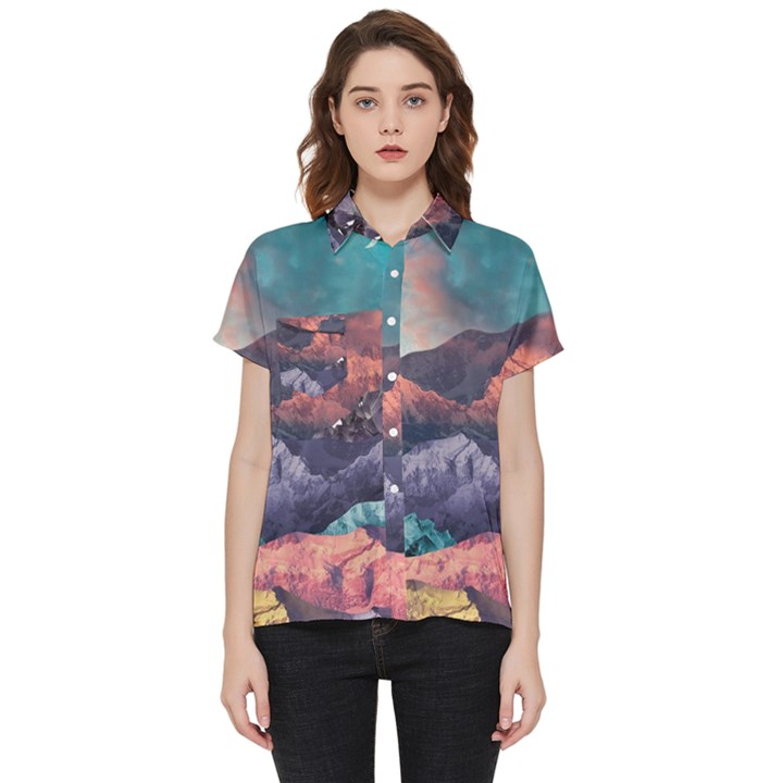 Adventure Psychedelic Mountain Short Sleeve Pocket Shirt