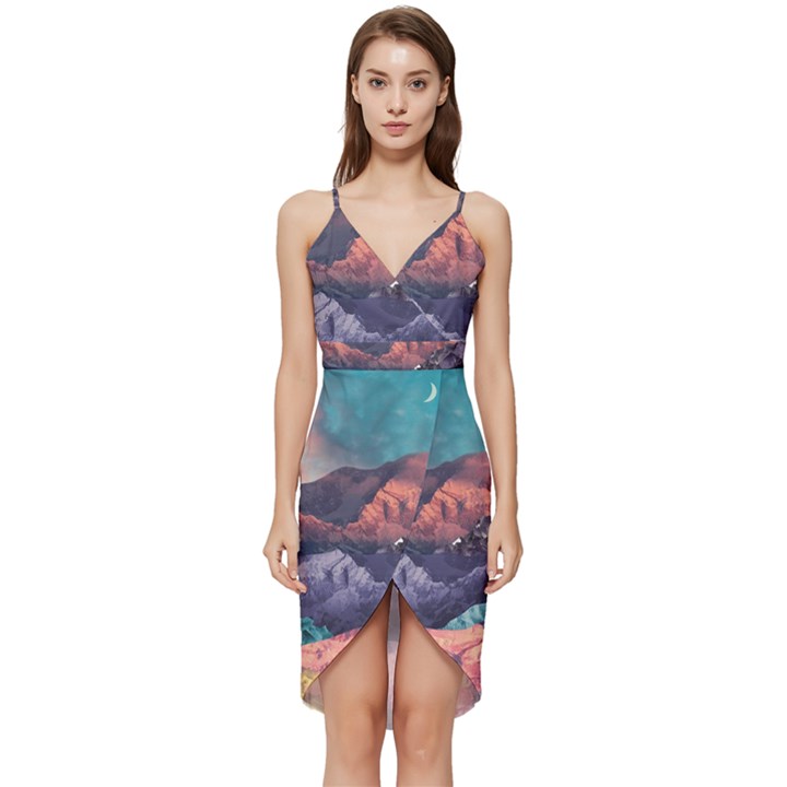 Adventure Psychedelic Mountain Wrap Frill Dress