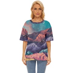 Adventure Psychedelic Mountain Oversized Basic T-shirt by uniart180623