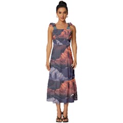 Adventure Psychedelic Mountain Tie-strap Tiered Midi Chiffon Dress by uniart180623