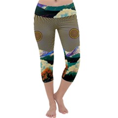 Surreal Art Psychadelic Mountain Capri Yoga Leggings by uniart180623