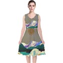 Surreal Art Psychadelic Mountain V-Neck Midi Sleeveless Dress  View1