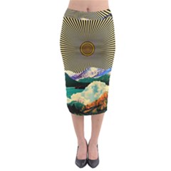 Surreal Art Psychadelic Mountain Midi Pencil Skirt by uniart180623