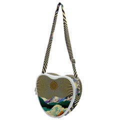 Surreal Art Psychadelic Mountain Heart Shoulder Bag by uniart180623