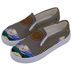 Surreal Art Psychadelic Mountain Kids  Canvas Slip Ons by uniart180623