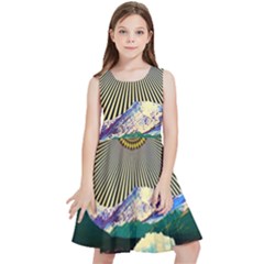 Surreal Art Psychadelic Mountain Kids  Skater Dress by uniart180623